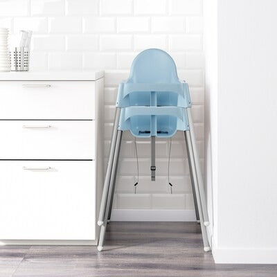 IKEA ANTILOP Highchair with safety belt, light blue/silver-colour | IKEA Baby chairs & highchairs | IKEA Children's chairs | Eachdaykart