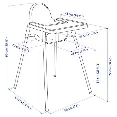 IKEA ANTILOP Highchair with tray, pink/silver-colour | IKEA Baby chairs & highchairs | IKEA Children's chairs | Eachdaykart