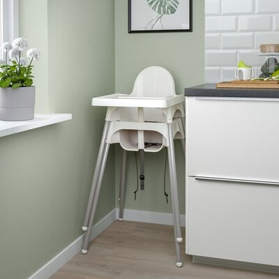 IKEA ANTILOP Highchair with tray, white/silver-colour | IKEA Baby chairs & highchairs | IKEA Children's chairs | Eachdaykart