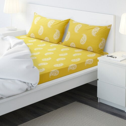 IKEA AROMATISK Flat sheet and 2 pillowcase, yellow | IKEA Bedsheets | IKEA Home textiles | Eachdaykart