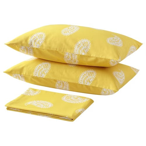 IKEA AROMATISK Flat sheet and 2 pillowcase, yellow | IKEA Bedsheets | IKEA Home textiles | Eachdaykart
