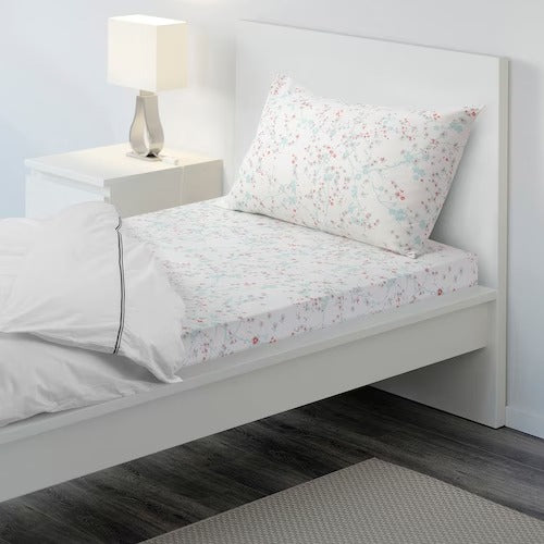 IKEA ASKLONN Flat sheet and pillowcase, Cherry blossom branch/white/green | IKEA Bedsheets | IKEA Home textiles | Eachdaykart