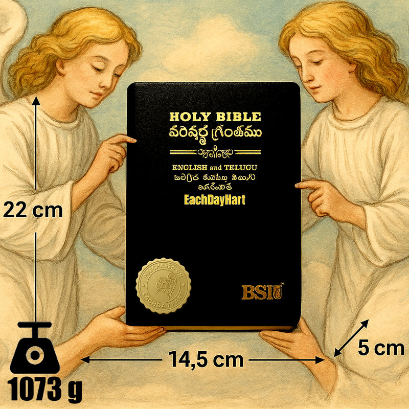 Eachdaykart Holy Bible Bilingual (English & Telugu) – Leatherette Black (BSI)