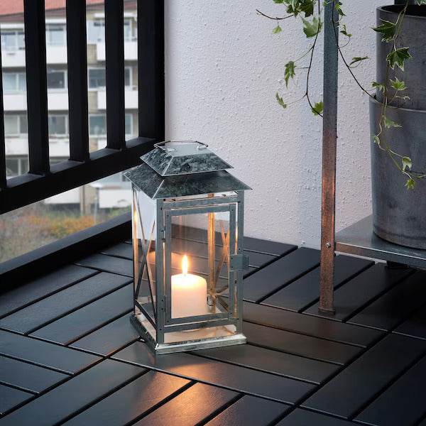 IKEA BEFASTA Lantern f block candle, in/outdoor, galvanised | IKEA Lanterns