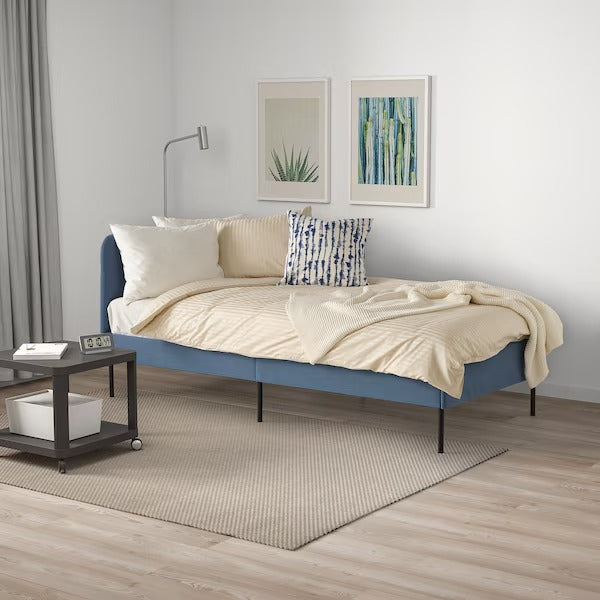 IKEA Blakullen uph bed frame with corner headboard knisa medium blue
