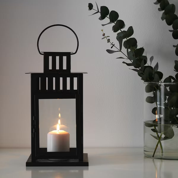 IKEA BORRBY Lantern for block candle, in/outdoor black, 28 cm (11 ") | IKEA Lanterns