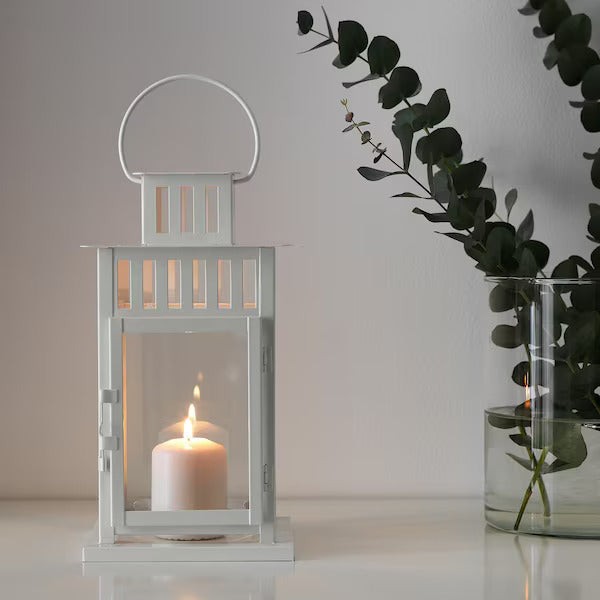 IKEA BORRBY Lantern for block candle, in/outdoor white, 28 cm (11 ") | IKEA Lanterns