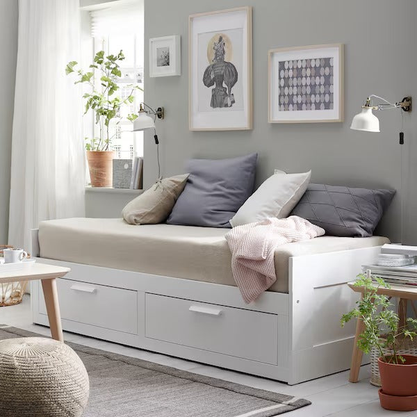 IKEA Brimnes day bed frame with 2 drawers white