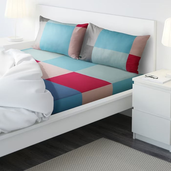 IKEA BRUNKRISSLA Flat sheet and pillowcase, multicolour | IKEA Bedsheets | IKEA Home textiles | Eachdaykart