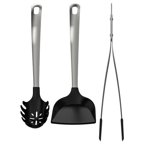 IKEA DIREKT 3-piece kitchen utensil set, black/stainless steel | IKEA Cooking utensils | Eachdaykart