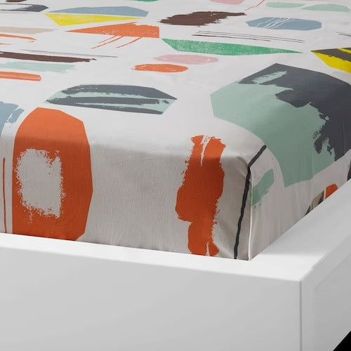 IKEA DOFTKLINT Flat sheet and pillowcase, white/multicolour | IKEA Bedsheets | IKEA Home textiles | Eachdaykart