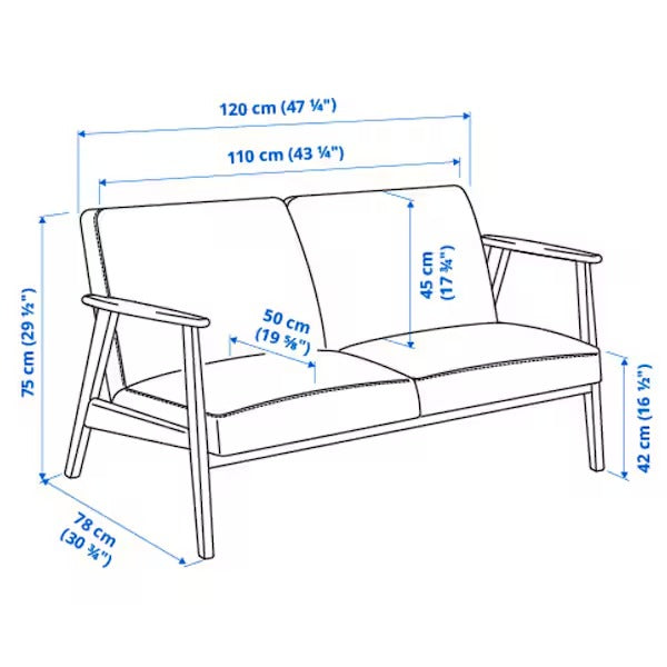 IKEA Ekenaset 2 seat sofa jonsbyn black