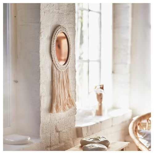 IKEA ENERGISKOG Decorative mirror, with fringes/beige copper-colour | IKEA Wall accents | IKEA Frames & pictures | Eachdaykart