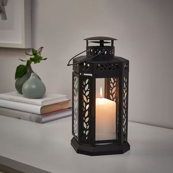 IKEA NRUM Lantern f block candle, in/outdoor, black, 28 cm (11 ") | IKEA Lanterns