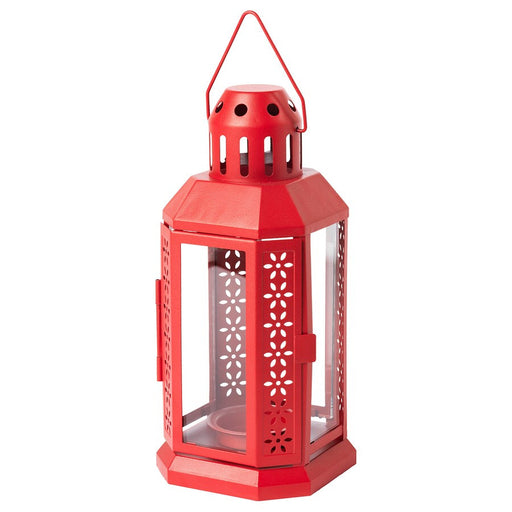 IKEA ENRUM Lantern for tealight, in/outdoor red, 22 cm (9 ") | IKEA Lanterns