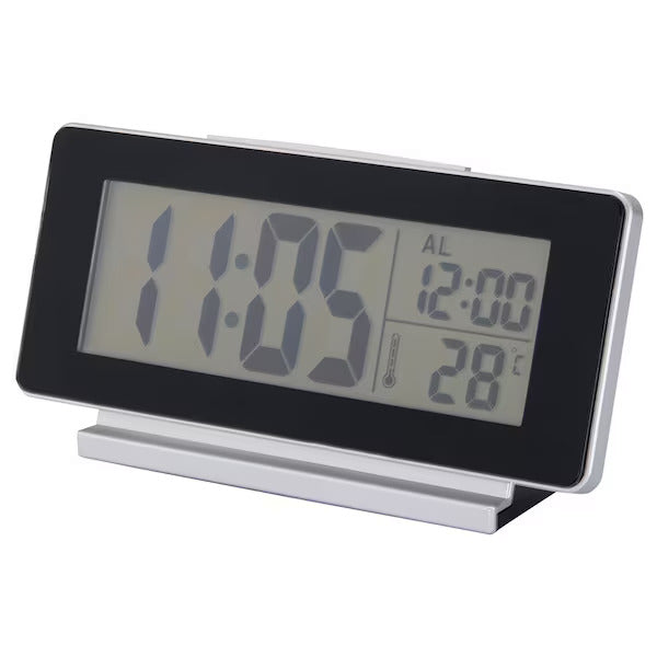 IKEA FILMIS Clock/thermometer/alarm, low-voltage/black | IKEA Alarm Clocks | IKEA