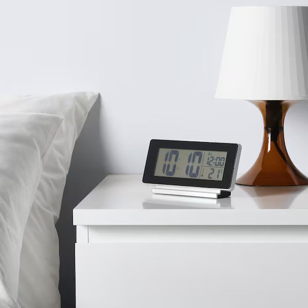 IKEA FILMIS Clock/thermometer/alarm, low-voltage/black | IKEA Alarm Clocks | IKEA