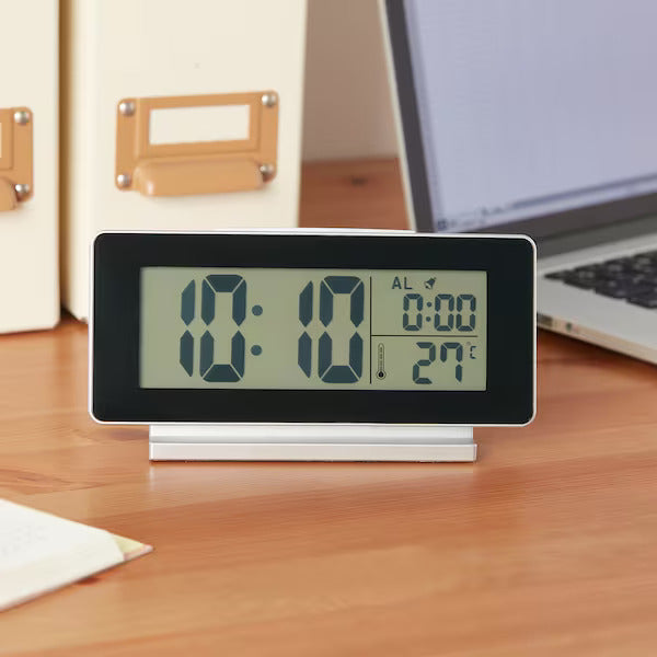 IKEA FILMIS Clock/thermometer/alarm, low-voltage/black | IKEA Alarm Clocks | IKEA