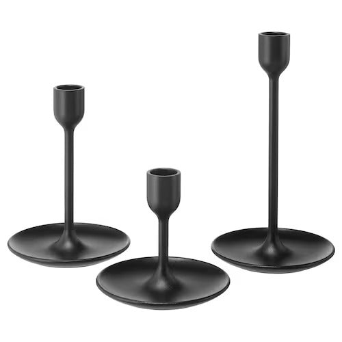 IKEA FULLTALIG Candlestick, set of 3, black | IKEA Candle holders | IKEA Decoration | Eachdaykart