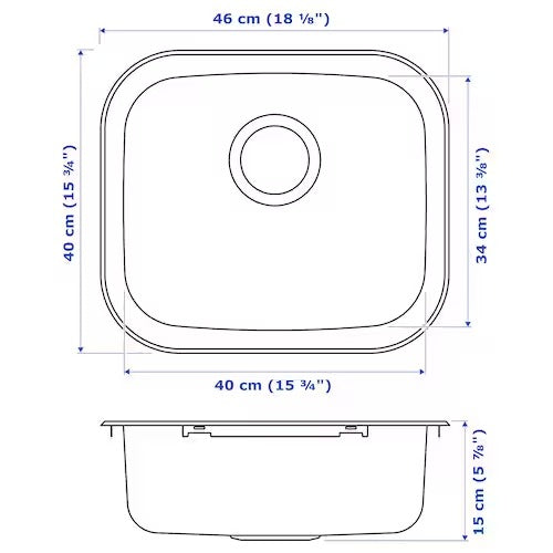 IKEA FYNDIG Inset sink, 1 bowl, stainless steel | IKEA Kitchen sinks | IKEA Modular Kitchens | Eachdaykart