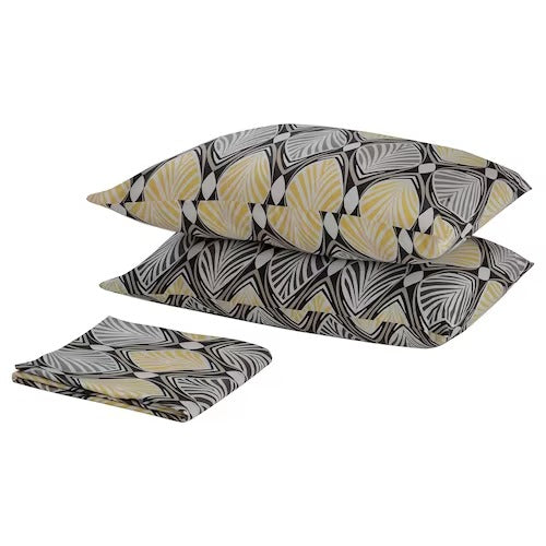 IKEA HASTFIBLA Flat sheet and pillowcase, grey/yellow | IKEA Bedsheets | IKEA Home textiles | Eachdaykart