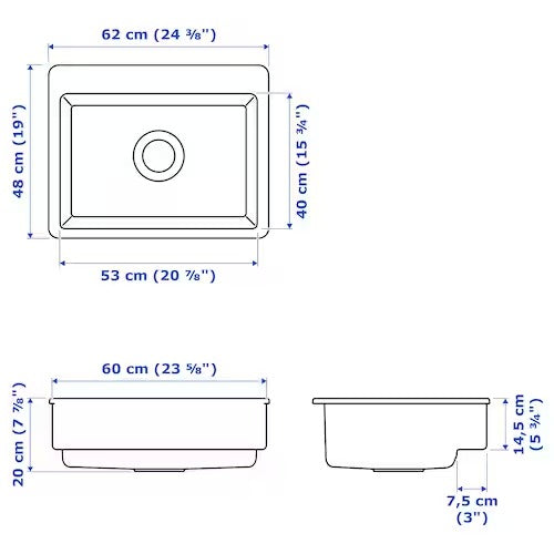 IKEA HAVSEN Sink bowl w visible front, white | IKEA Kitchen sinks | IKEA Modular Kitchens | Eachdaykart