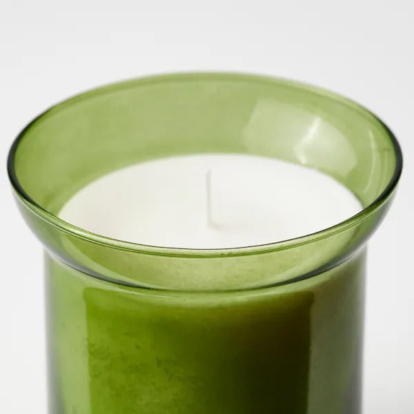 IKEA Hedersam scented candle in glass fresh grass light green