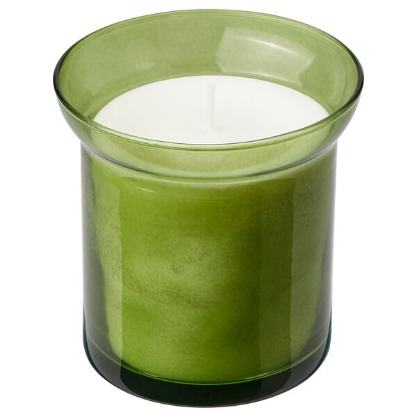 IKEA Hedersam scented candle in glass fresh grass light green