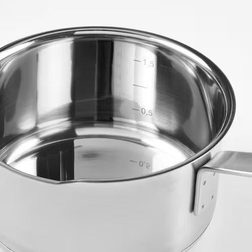 IKEA HEMKOMST Saucepan with lid, stainless steel/glass | IKEA Pots & sauce pans | Eachdaykart