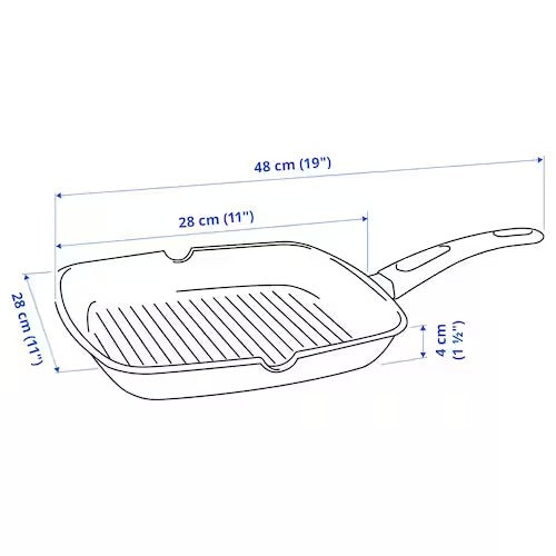 IKEA HEMLAGAD Grill pan, black | IKEA Grill pans | IKEA Frying Pans & Woks | Eachdaykart