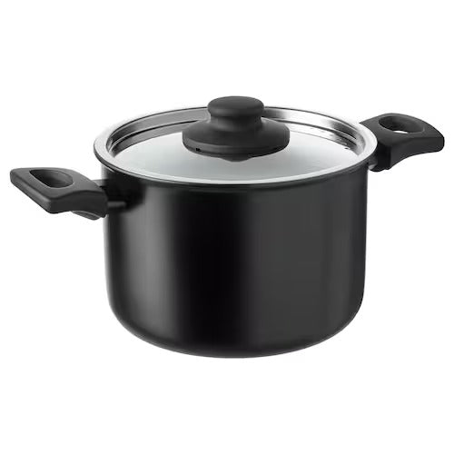 IKEA HEMLAGAD Pot with lid, black | IKEA Pots & sauce pans | Eachdaykart