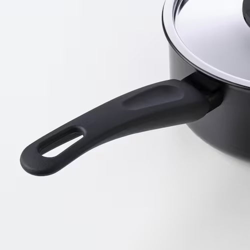 IKEA HEMLAGAD Saucepan with lid, black | IKEA Pots & sauce pans | Eachdaykart