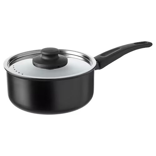 IKEA HEMLAGAD Saucepan with lid, black | IKEA Pots & sauce pans | Eachdaykart