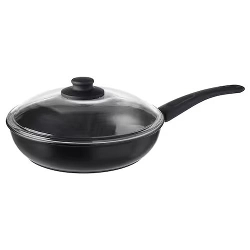 IKEA HEMLAGAD Sauté pan with lid, black | IKEA Saute pans | IKEA Frying Pans & Woks | Eachdaykart