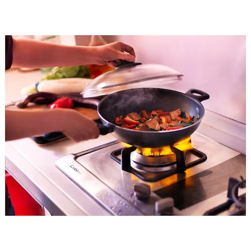 IKEA HEMLAGAD Wok with lid, black | IKEA Woks | IKEA Frying Pans & Woks | Eachdaykart