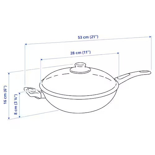 IKEA HEMLAGAD Wok with lid, black | IKEA Woks | IKEA Frying Pans & Woks | Eachdaykart