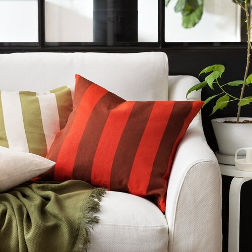 IKEA HILDAMARIA Cushion cover, green natural/striped | IKEA Cushion covers | IKEA Home textiles | Eachdaykart