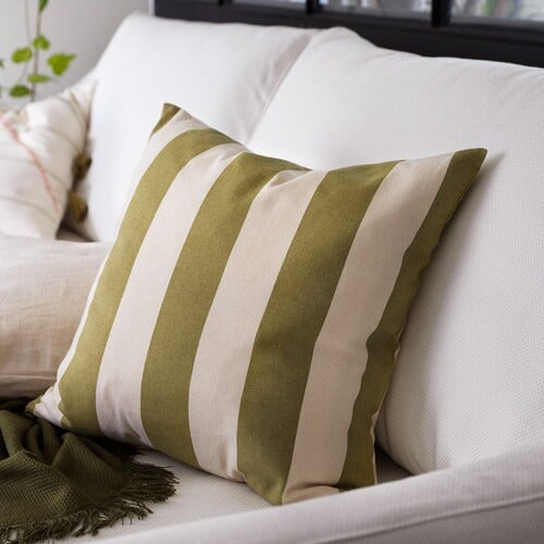 IKEA HILDAMARIA Cushion cover, green natural/striped | IKEA Cushion covers | IKEA Home textiles | Eachdaykart