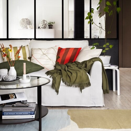 IKEA HILDAMARIA Cushion cover, green natural/striped | IKEA Cushion covers | IKEA Home textiles | Eachdaykart