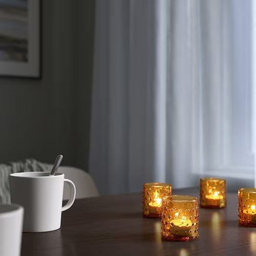 IKEA HUTLOS Tealight holder, dark yellow, pack of 4 | IKEA Candle holders | IKEA Decoration | Eachdaykart