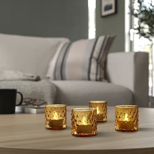 IKEA HUTLOS Tealight holder, dark yellow, pack of 4 | IKEA Candle holders | IKEA Decoration | Eachdaykart