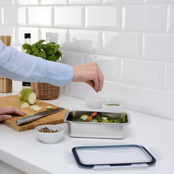 IKEA 365+ Food container with lid, rectangular stainless steel/plastic