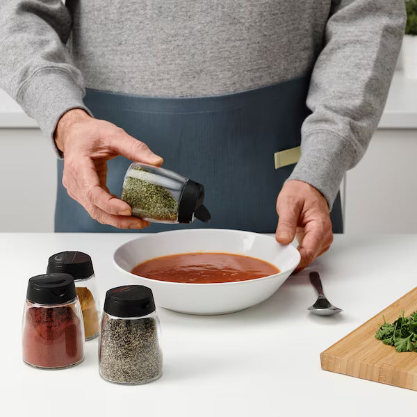 IKEA 365+ IHARDIG Spice jar, glass/black, | Spice & condiment stands | Storage & organisation | Eachdaykart