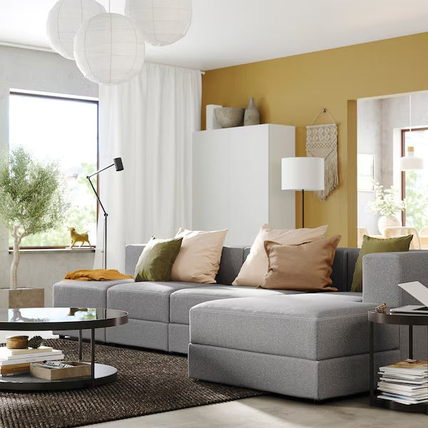 IKEA Jattebo 4 5 seat modular sofa with chaise longue right tonerud grey