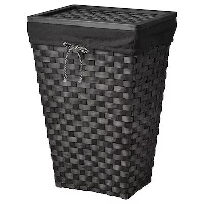 IKEA KNARRA Laundry basket with lining, black/brown | IKEA Laundry baskets | Eachdaykart
