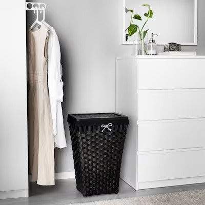 IKEA KNARRA Laundry basket with lining, black/brown | IKEA Laundry baskets | Eachdaykart
