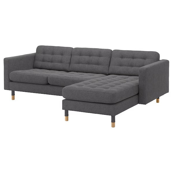 IKEA Landskrona 3 seat sofa with chaise longue gunnared dark grey wood