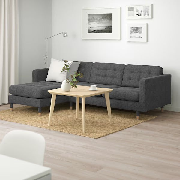 IKEA Landskrona 3 seat sofa with chaise longue gunnared dark grey wood