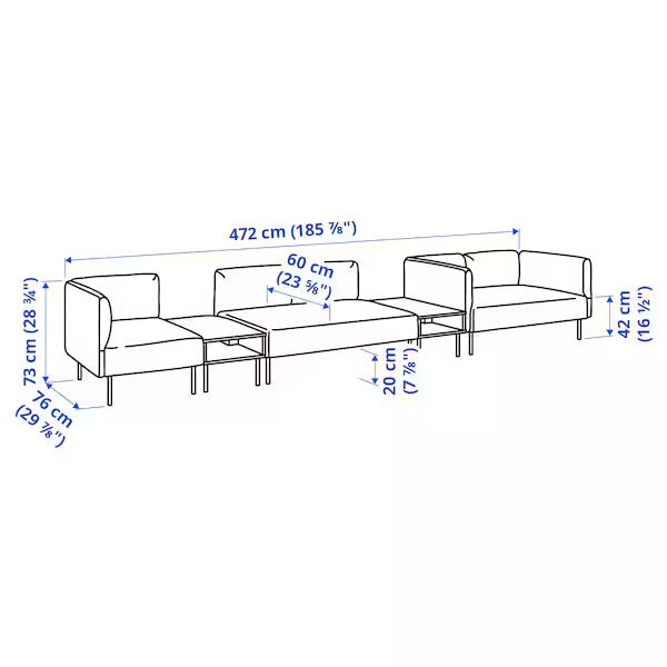 IKEA Lillehem 5 seat modular sofa with side table