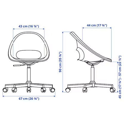 IKEA LOBERGET / MALSKAR Swivel chair, white/black | IKEA Chairs